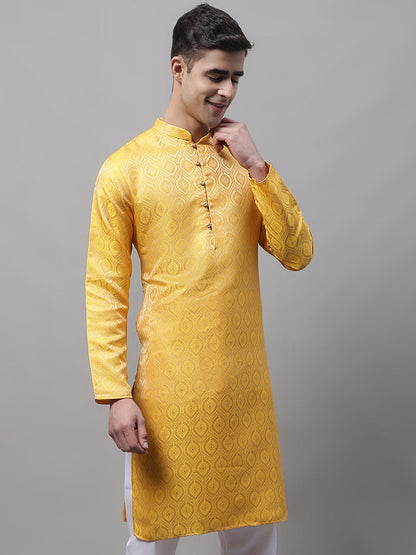 Jompers Men's Ethnic Yellow Woven Design Kurta - Distacart
