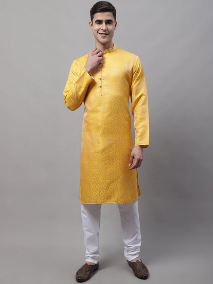 Jompers Men's Ethnic Yellow Woven Design Kurta - Distacart