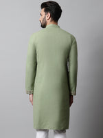 Thumbnail for Jompers Men's Pista Green Embroidered Kurta - Distacart
