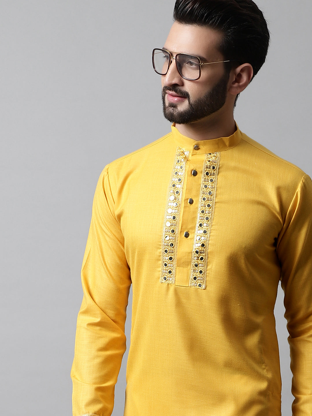 Jompers Men's Yellow Embroidered Kurta - Distacart