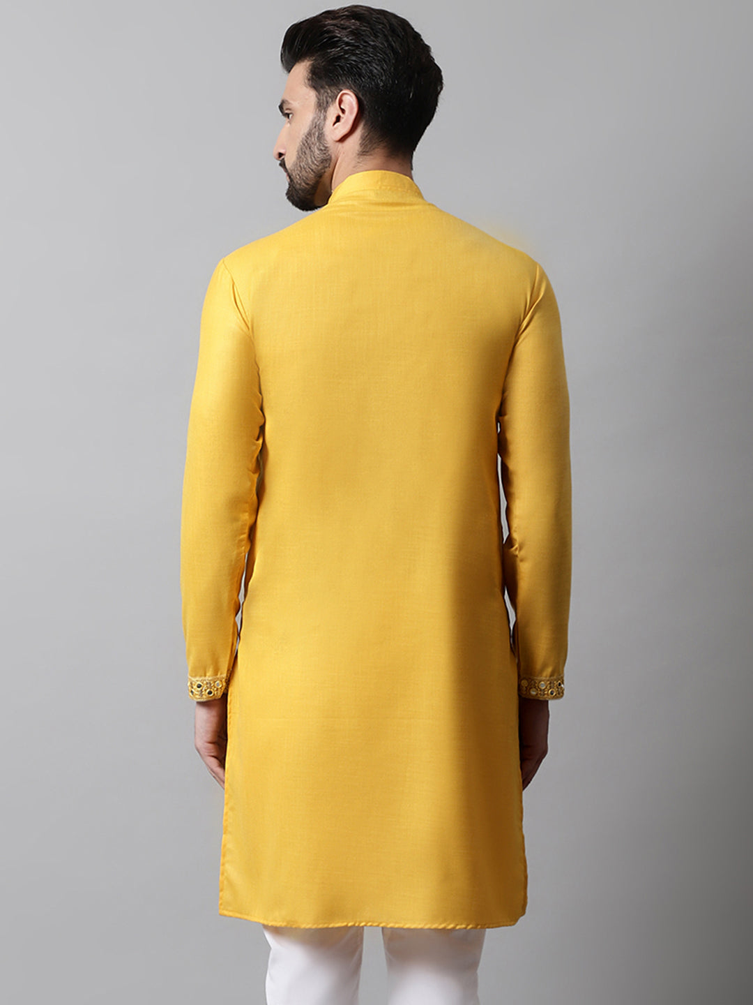 Jompers Men's Yellow Embroidered Kurta - Distacart