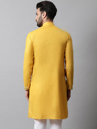 Thumbnail for Jompers Men's Yellow Embroidered Kurta - Distacart