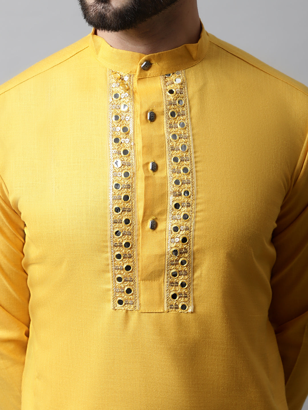 Jompers Men's Yellow Embroidered Kurta - Distacart
