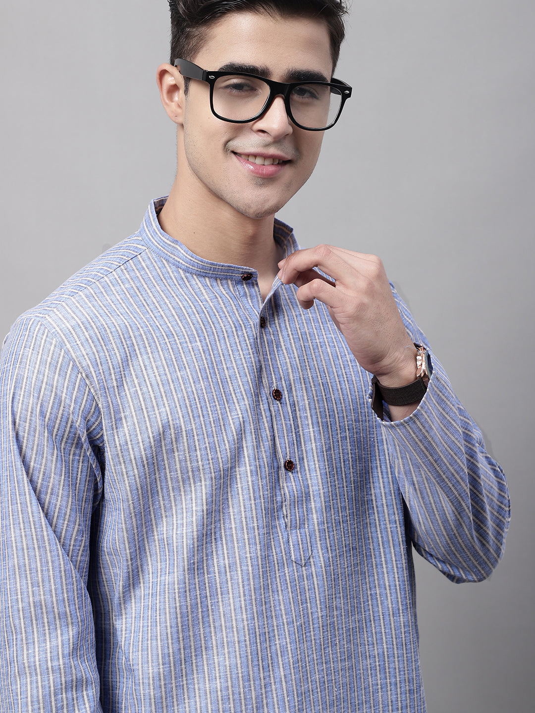 Jompers Men's Blue and White Striped Kurta - Distacart