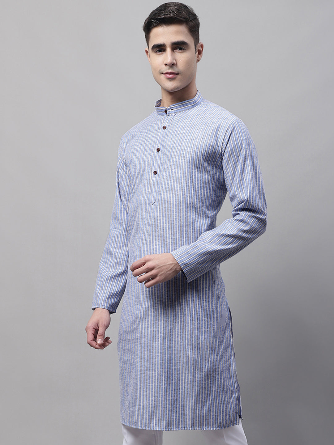 Jompers Men's Blue and White Striped Kurta - Distacart