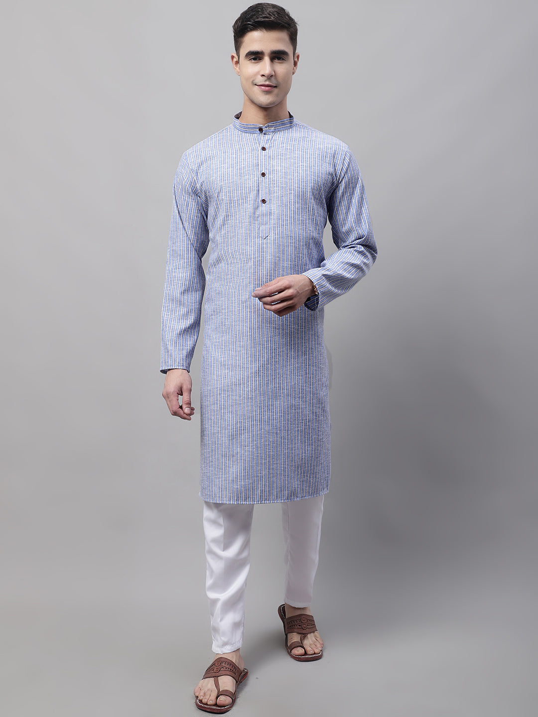 Jompers Men's Blue and White Striped Kurta - Distacart