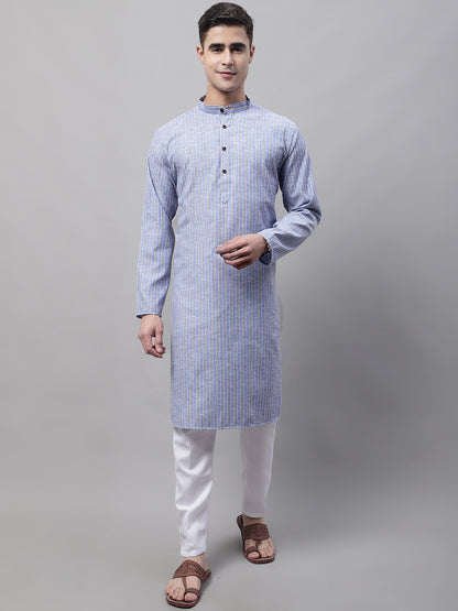 Jompers Men's Blue and White Striped Kurta - Distacart