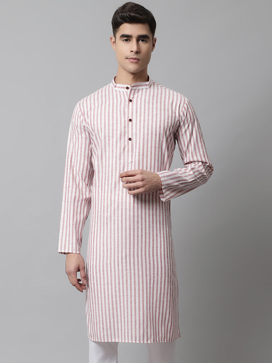 Jompers Men's Orange and White Striped Kurta - Distacart