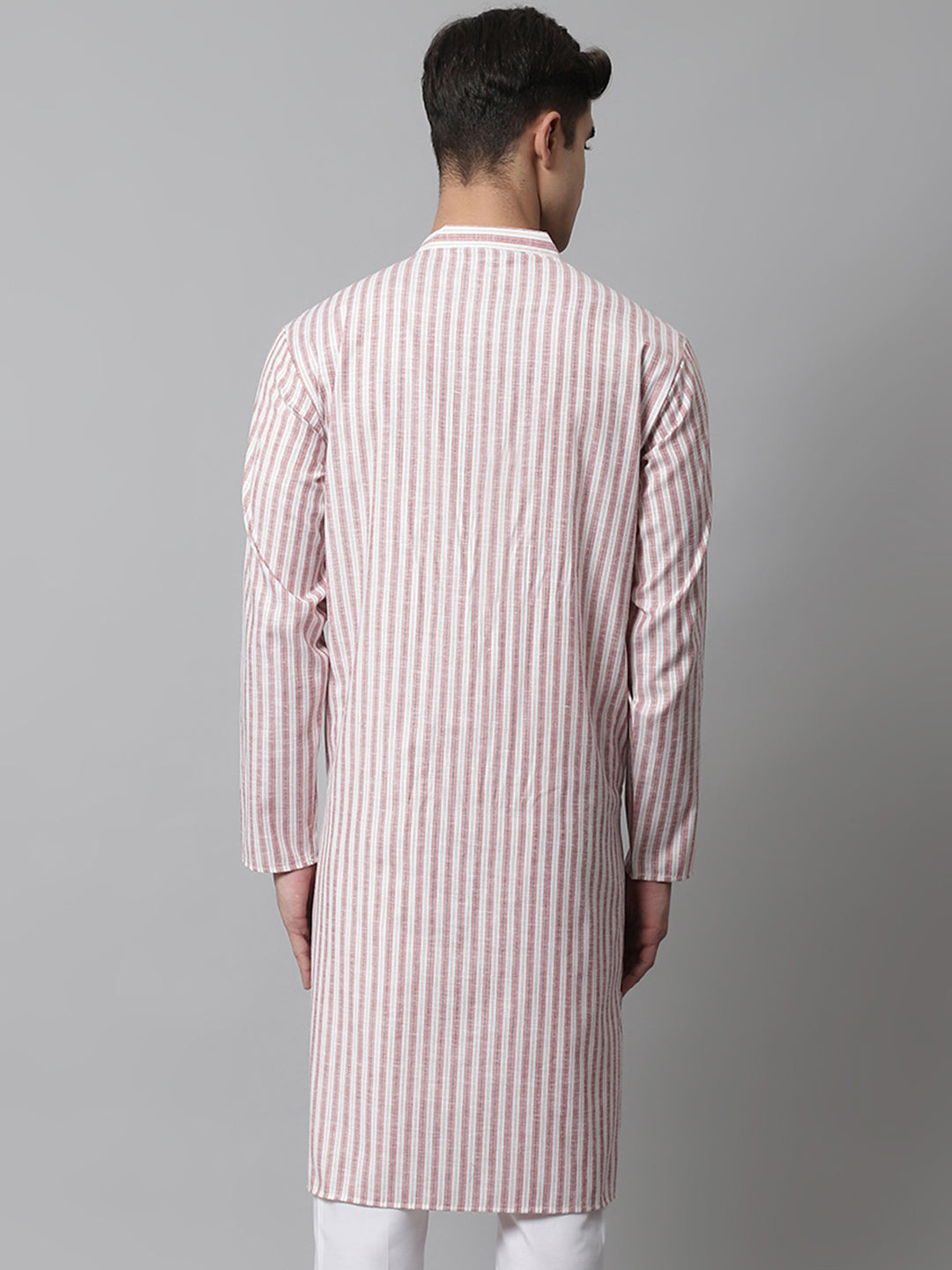 Jompers Men's Orange and White Striped Kurta - Distacart