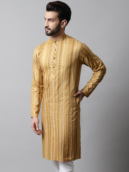 Jompers Men's Beige Foil Printed Kurta - Distacart
