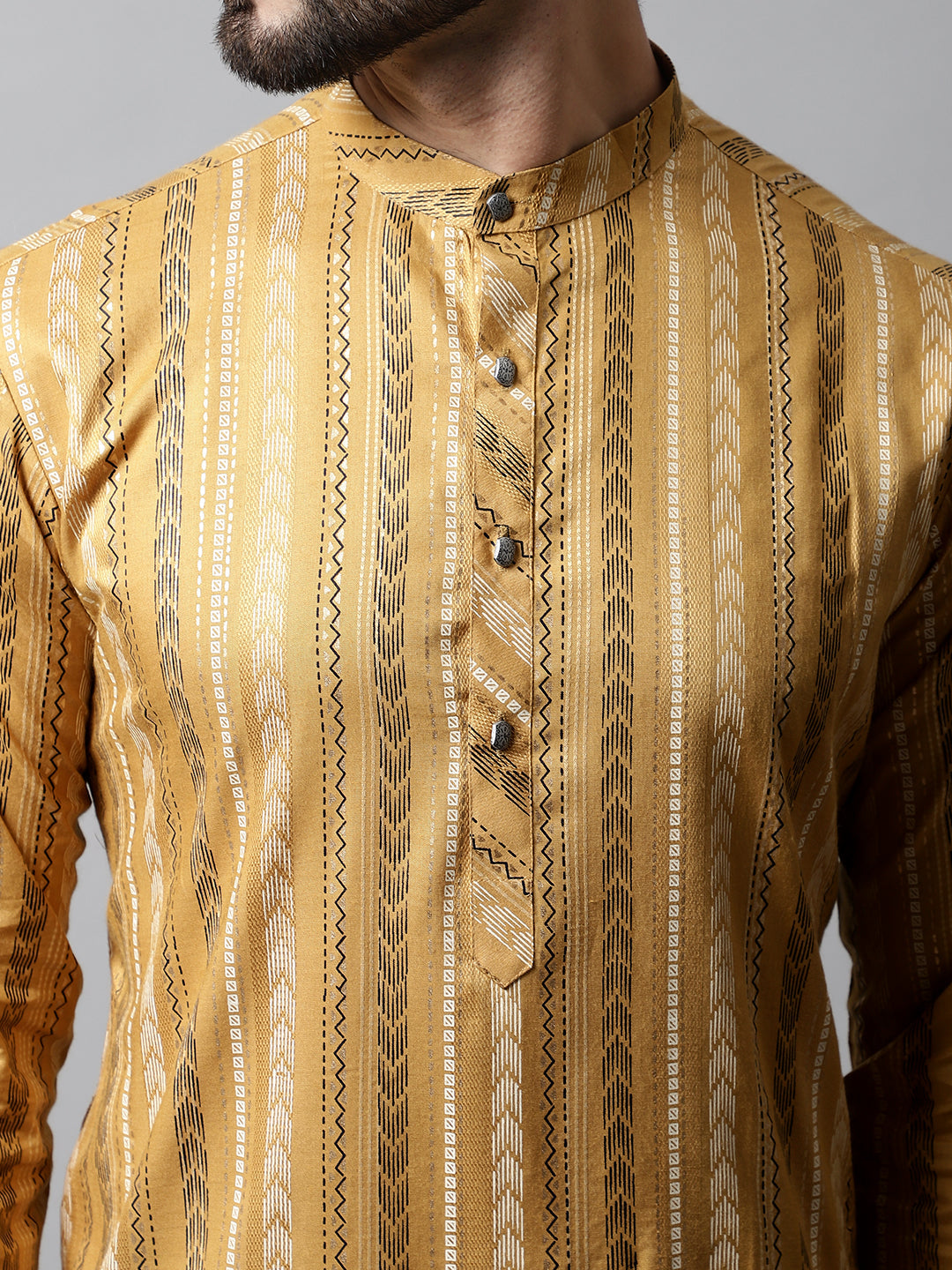 Jompers Men's Beige Foil Printed Kurta - Distacart