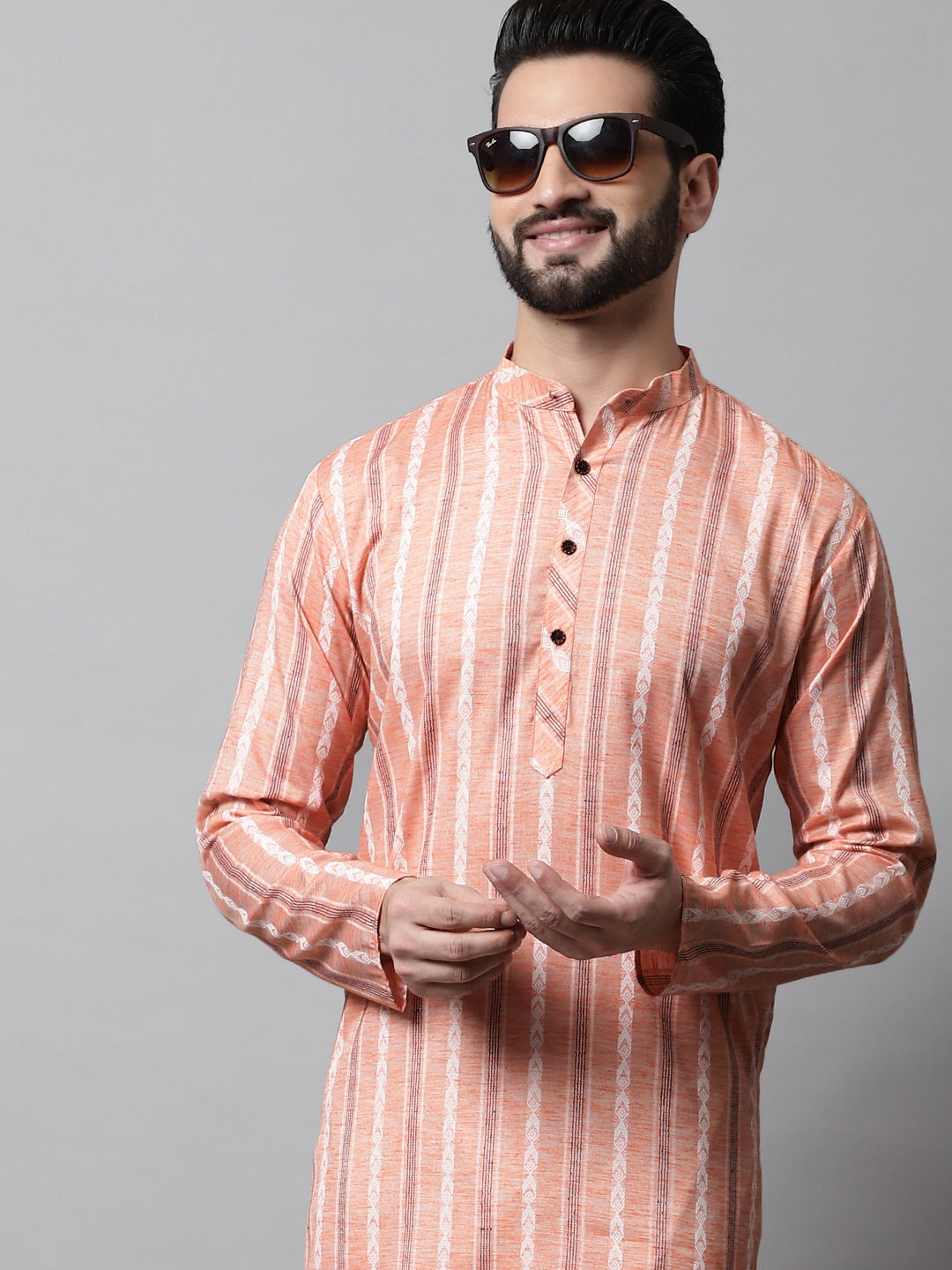 Jompers Men's Coral Geomatric Printed Kurta - Distacart