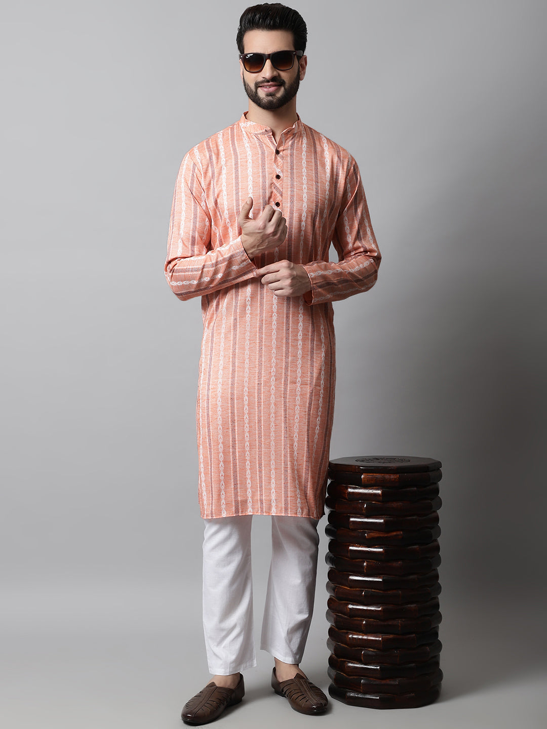 Jompers Men's Coral Geomatric Printed Kurta - Distacart