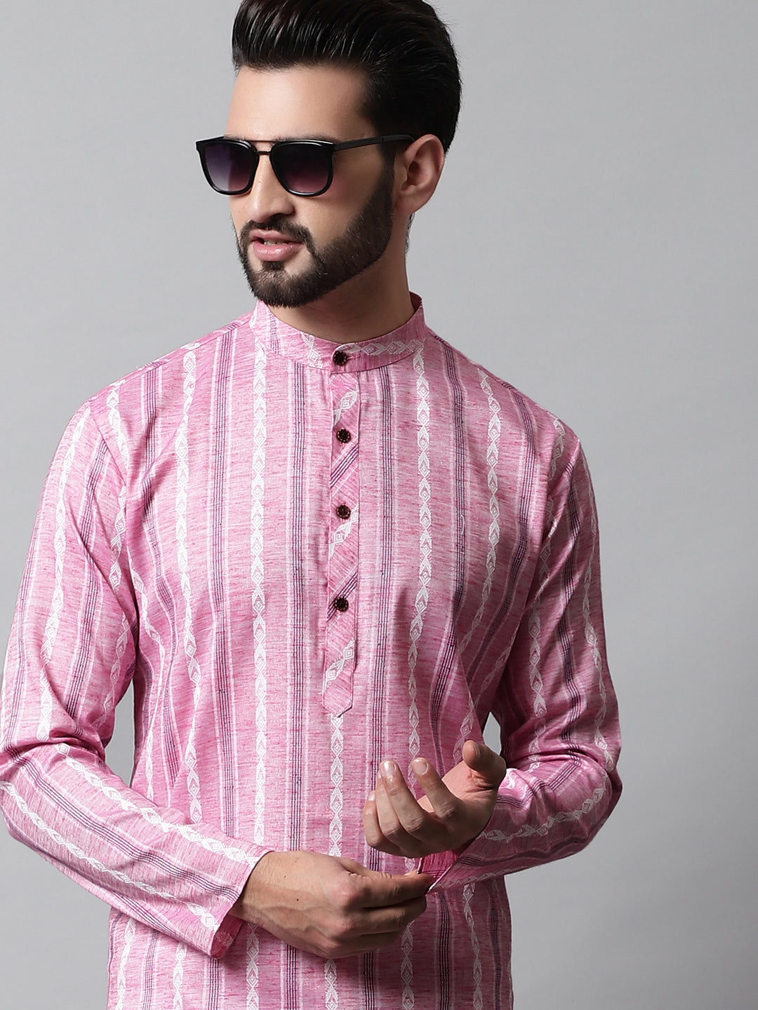 Jompers Men's Pink Geomatric Printed Kurta - Distacart
