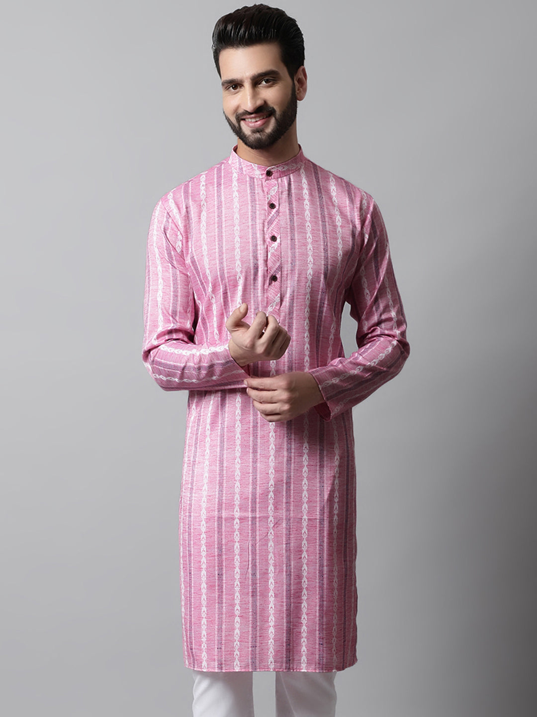 Jompers Men's Pink Geomatric Printed Kurta - Distacart
