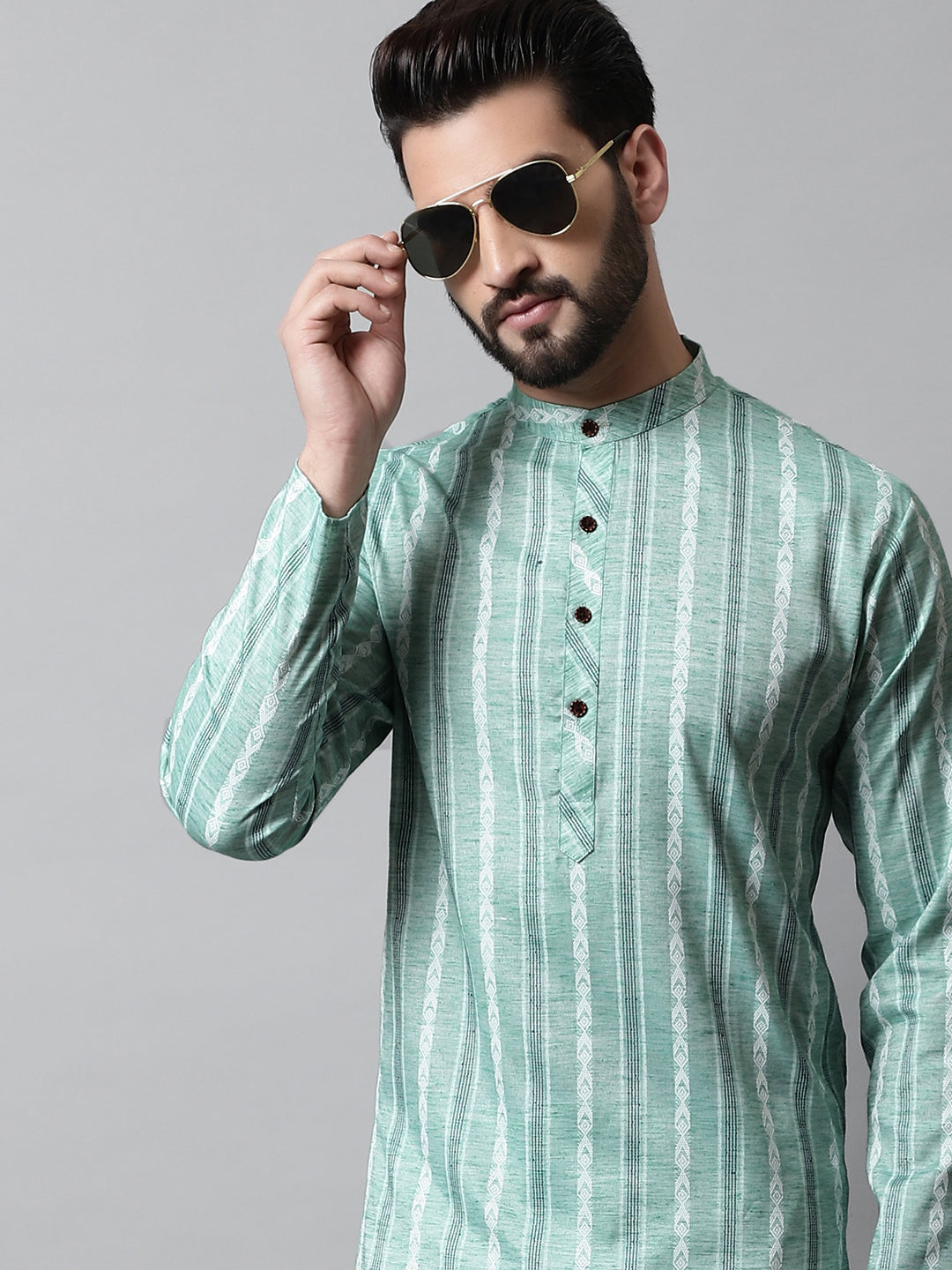 Jompers Men's Sky Blue Geomatric Printed Kurta - Distacart
