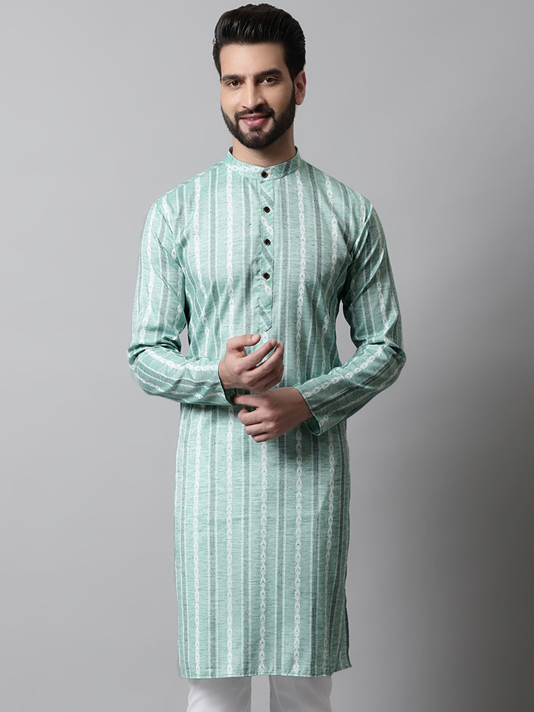Jompers Men's Sky Blue Geomatric Printed Kurta - Distacart