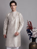 Jompers Men's Grey Printed Silk Blend Kurta - Distacart