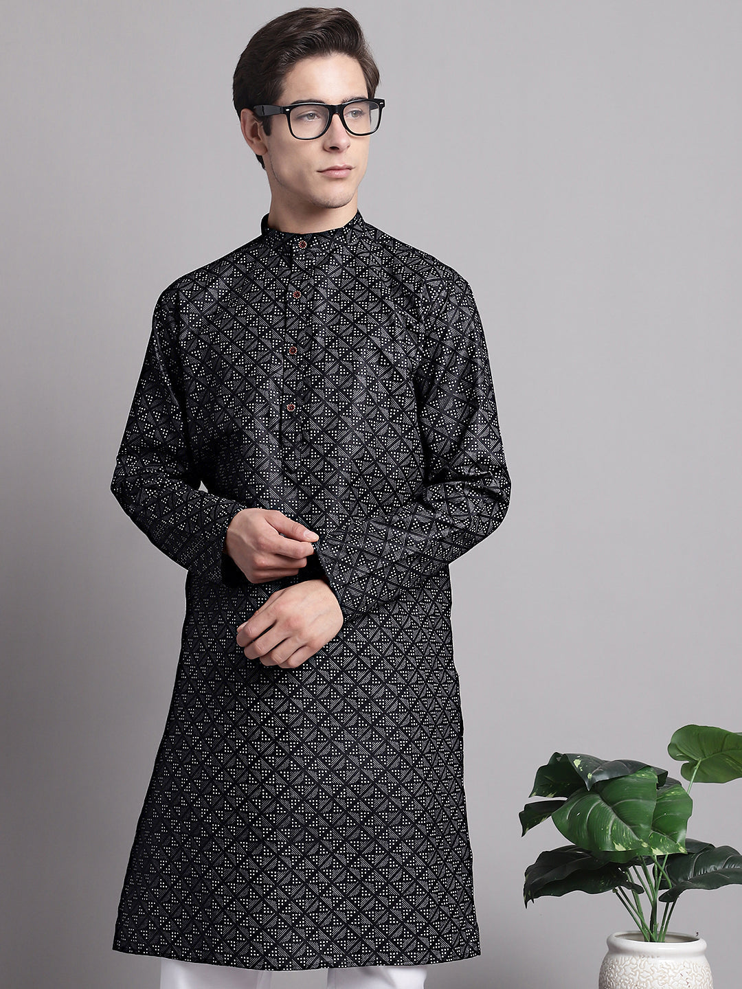 Jompers Men's Black Printed Pure Cotton Kurta - Distacart