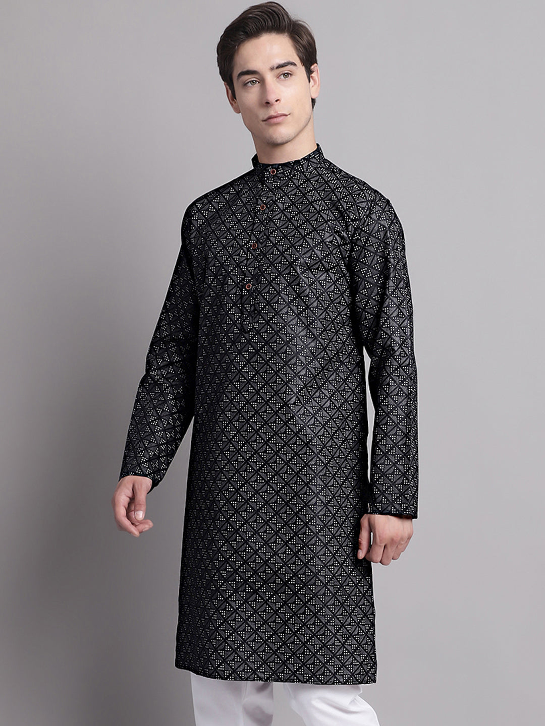 Jompers Men's Black Printed Pure Cotton Kurta - Distacart