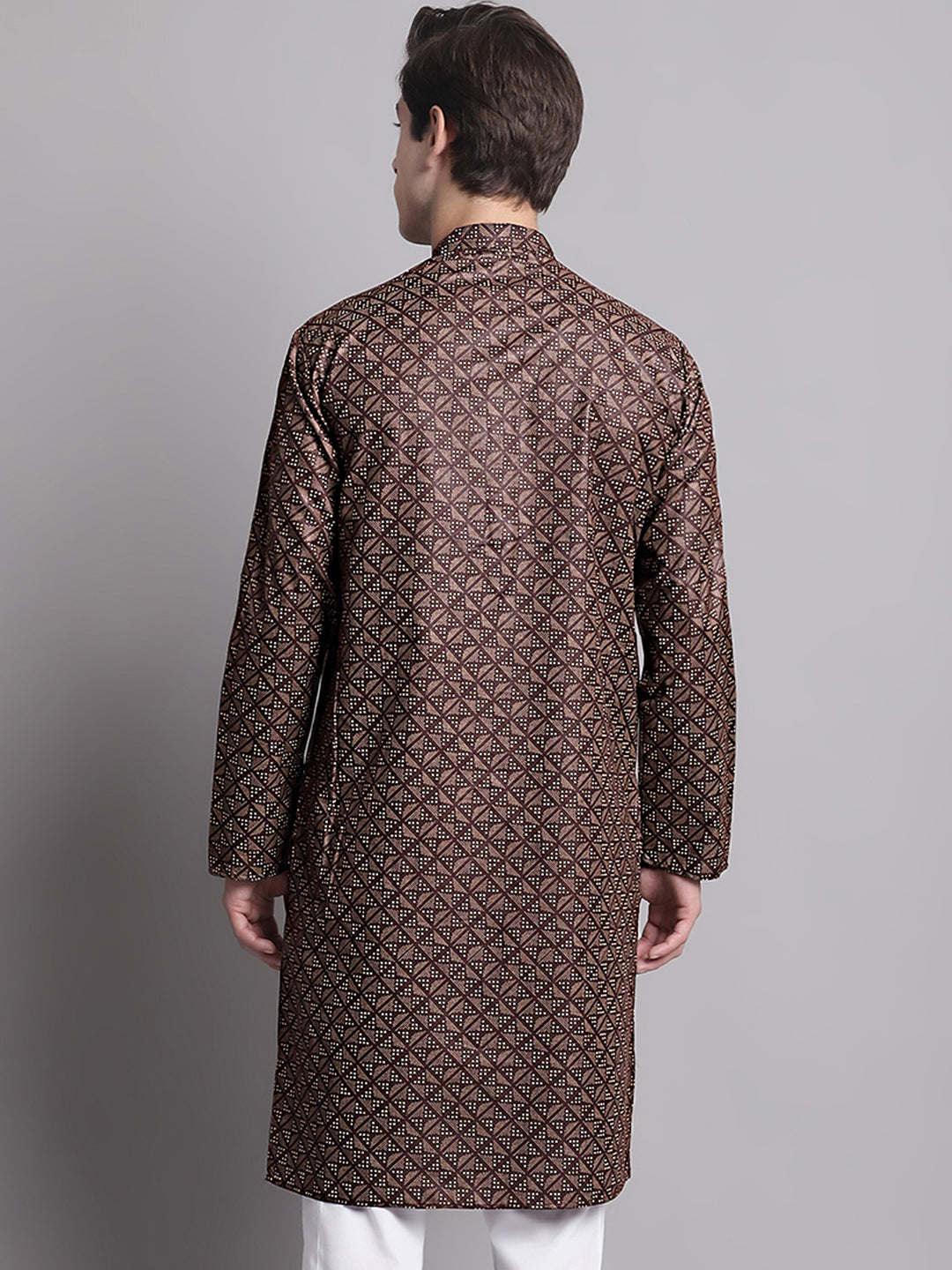 Jompers Men's Coffee Brown Printed Pure Cotton Kurta - Distacart