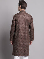 Thumbnail for Jompers Men's Coffee Brown Printed Pure Cotton Kurta - Distacart
