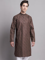 Thumbnail for Jompers Men's Coffee Brown Printed Pure Cotton Kurta - Distacart