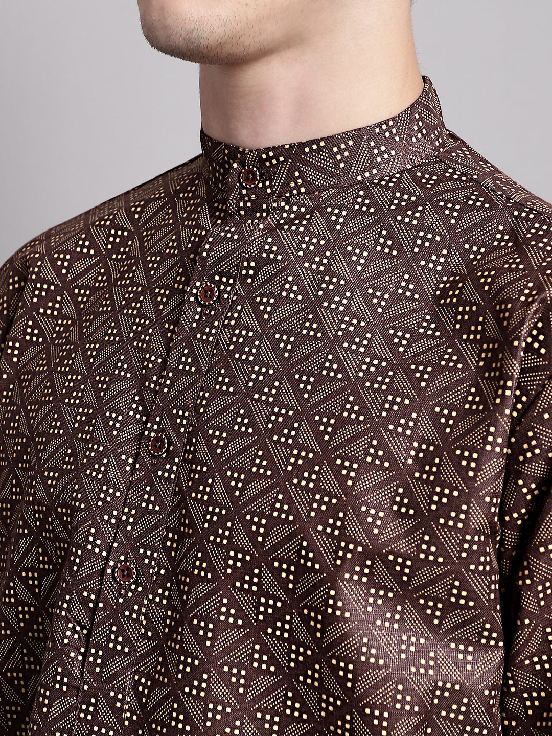 Jompers Men's Coffee Brown Printed Pure Cotton Kurta - Distacart