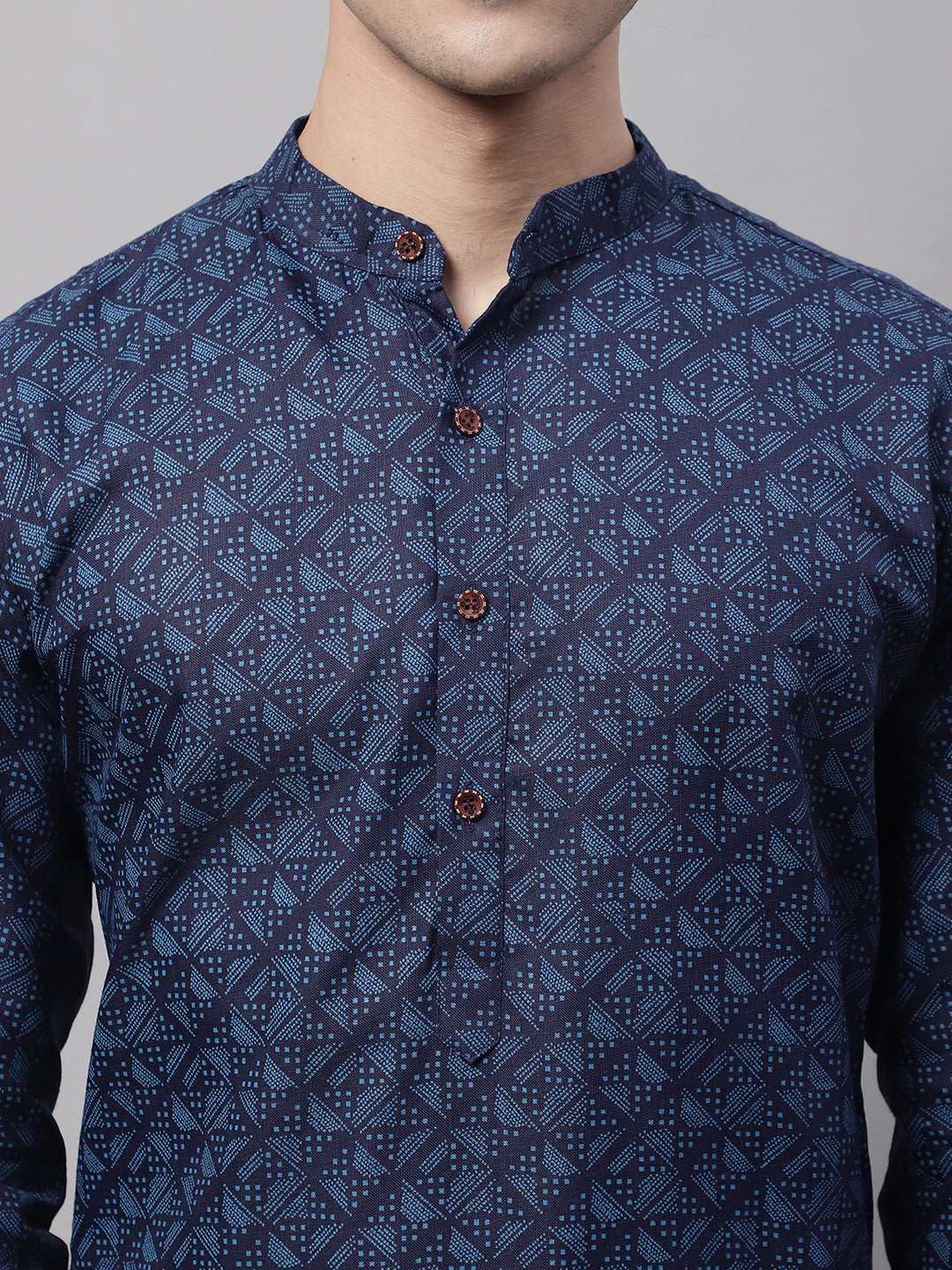 Jompers Men's Navy Blue Printed Pure Cotton Kurta - Distacart