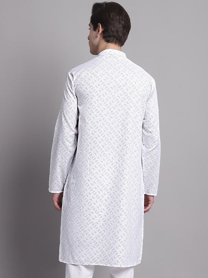 Jompers Men's White Printed Pure Cotton Kurta - Distacart