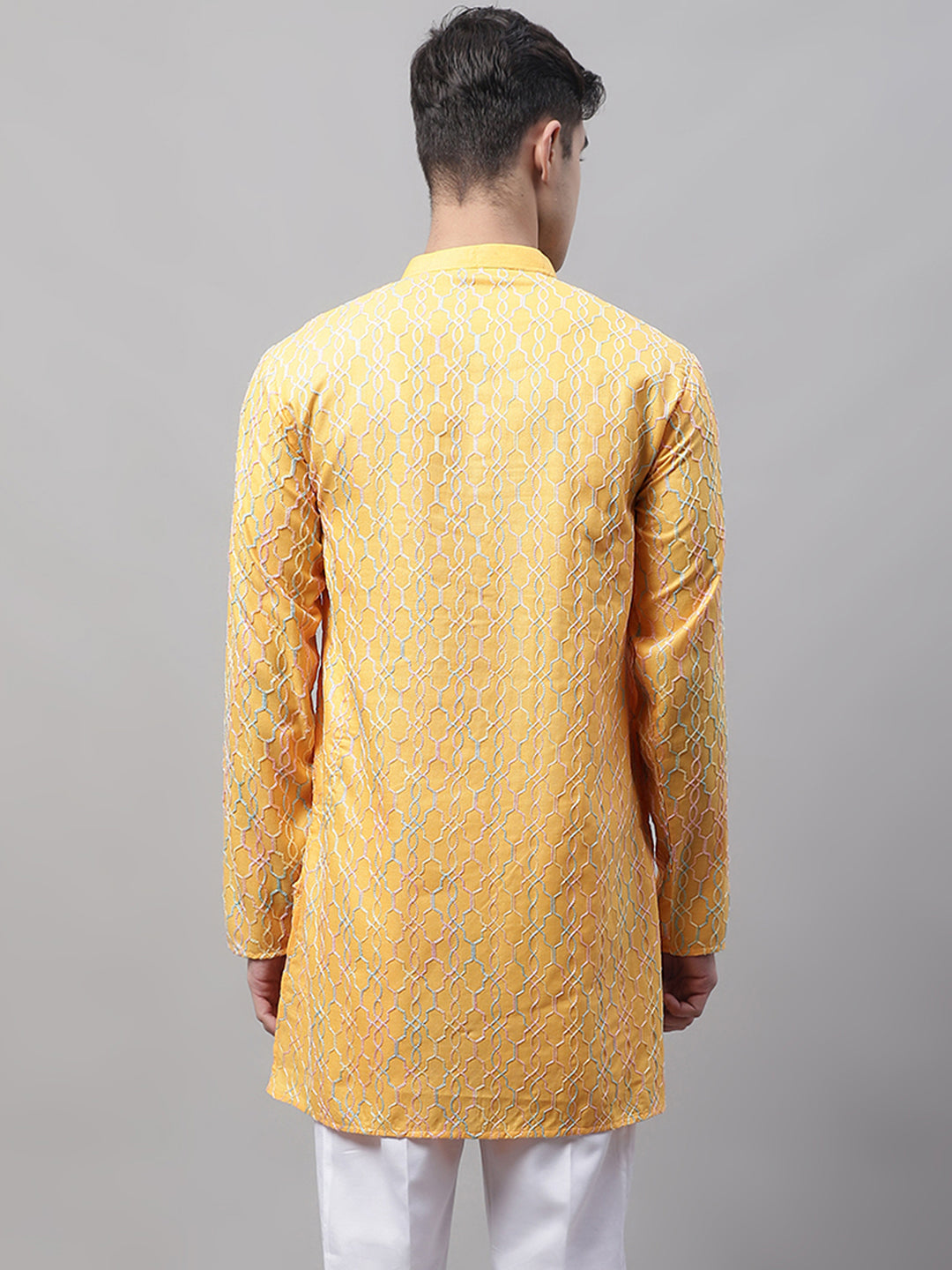 Jompers Men's Mustard and Multi Coloured Embroidered Straight Kurta - Distacart