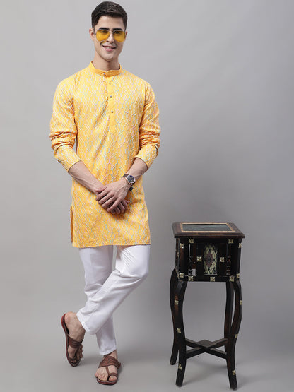 Jompers Men's Mustard and Multi Coloured Embroidered Straight Kurta - Distacart