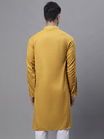 Thumbnail for Jompers Men's Mustard Embroidered Straight Kurta - Distacart