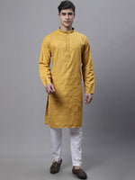 Thumbnail for Jompers Men's Mustard Embroidered Straight Kurta - Distacart