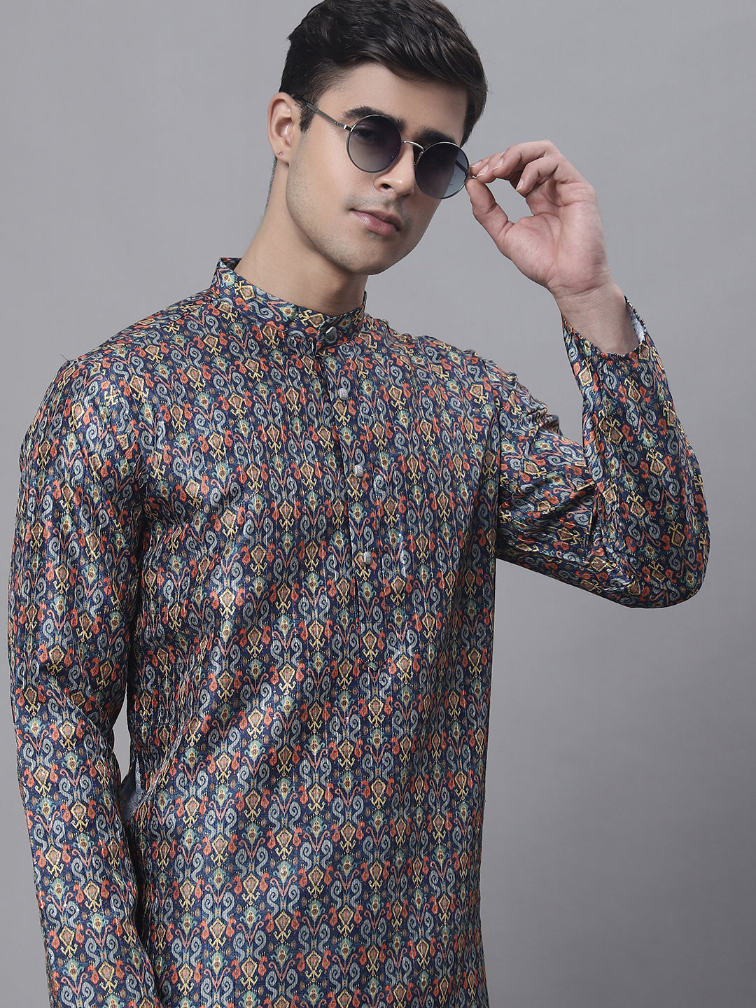Jompers Men's Navy Digital Printed Kurta - Distacart