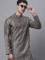 Thumbnail for Jompers Men's Olive Green Digital Printed Kurta - Distacart