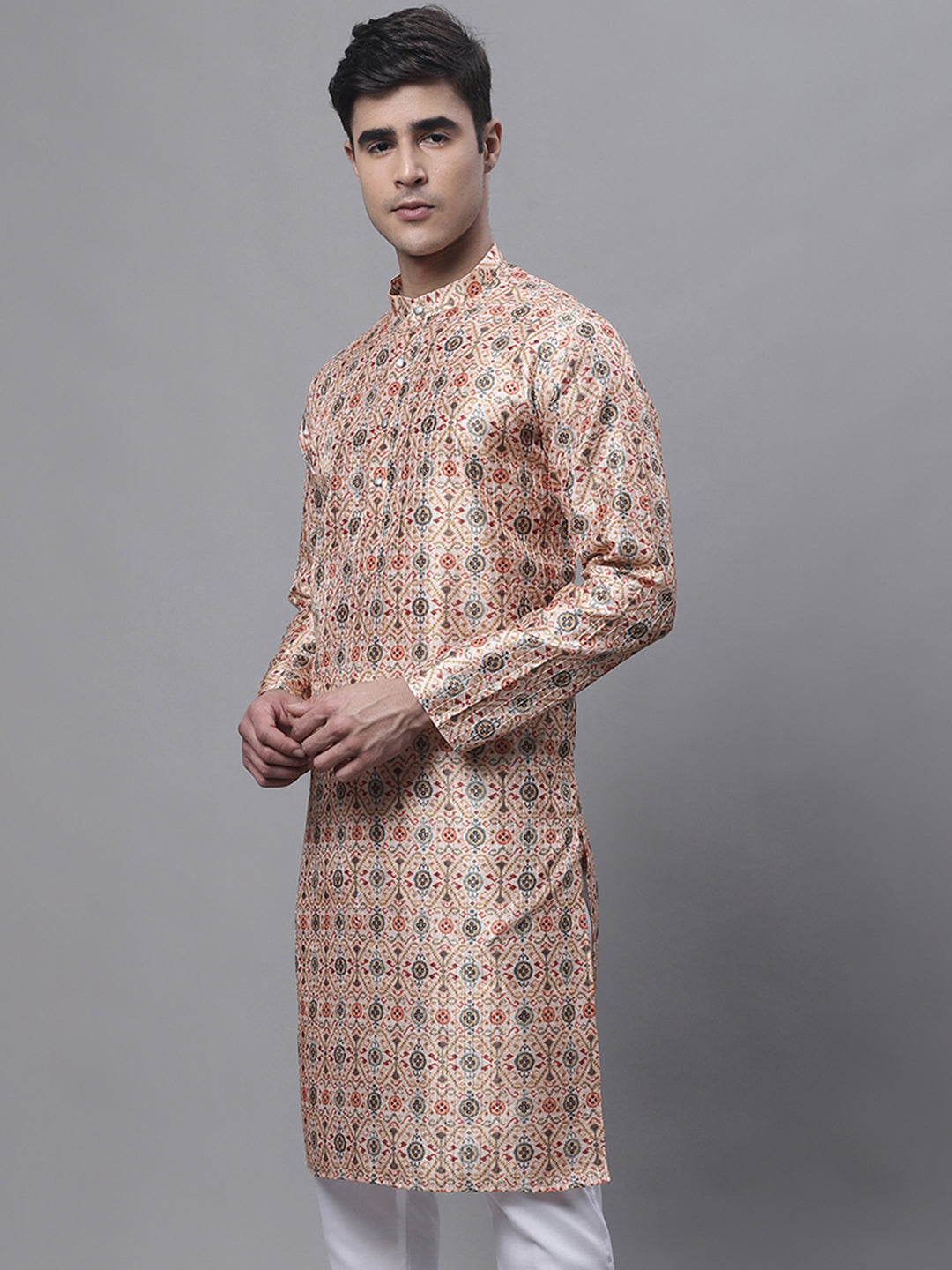 Jompers Men's Peach Digital Printed Kurta - Distacart
