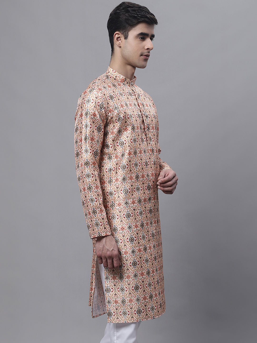 Jompers Men's Peach Digital Printed Kurta - Distacart