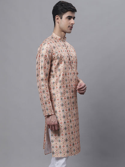 Jompers Men's Peach Digital Printed Kurta - Distacart