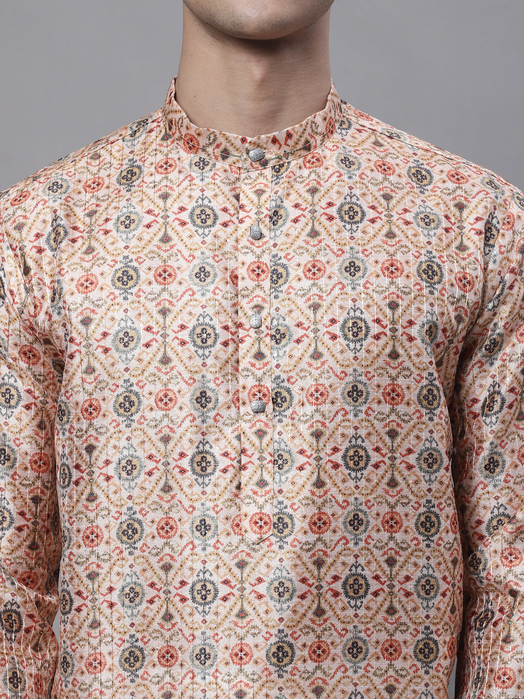 Jompers Men's Peach Digital Printed Kurta - Distacart