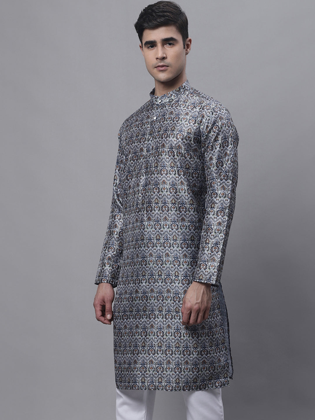 Jompers Men's Silver Digital Printed Kurta - Distacart