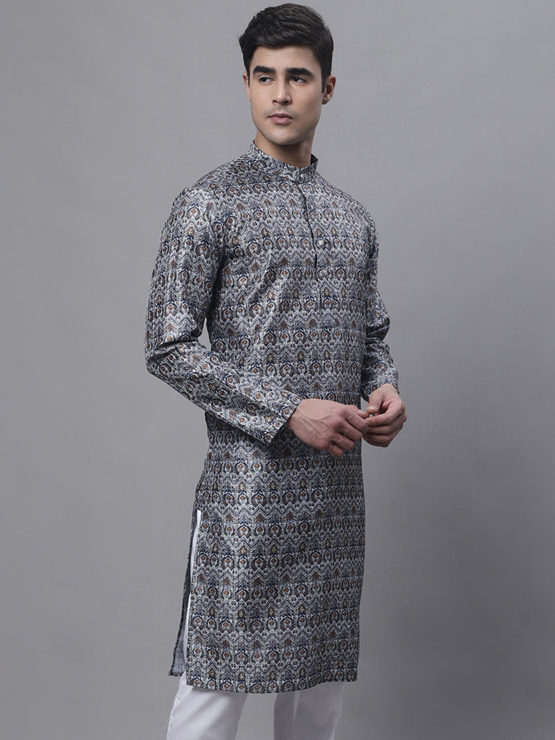 Jompers Men's Silver Digital Printed Kurta - Distacart