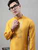 Jompers Men's Mustard Cotton Silk Mirror Work Kurta - Distacart