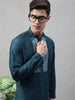 Jompers Men's Teal Blue Cotton Silk Mirror Work Kurta - Distacart