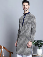 Thumbnail for Jompers Men's Navy Blue Embroidered Kurta Only - Distacart