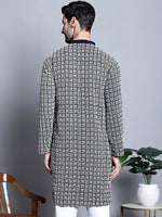 Thumbnail for Jompers Men's Navy Blue Embroidered Kurta Only - Distacart