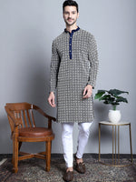 Thumbnail for Jompers Men's Navy Blue Embroidered Kurta Only - Distacart