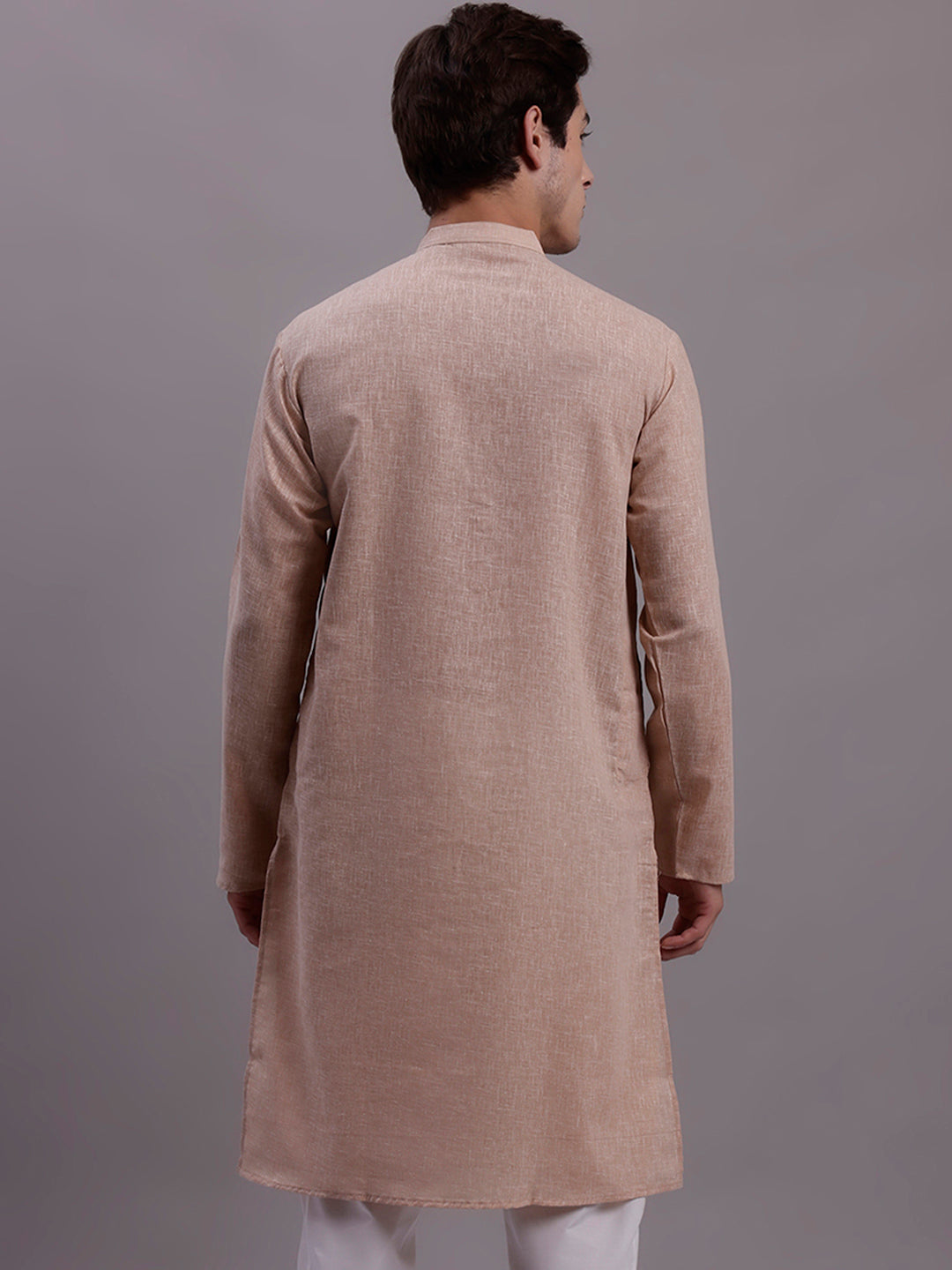 Jompers Men's Solid Pure Cotton Kurta - Beige - Distacart
