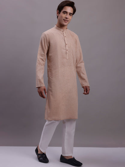 Jompers Men's Solid Pure Cotton Kurta - Beige - Distacart