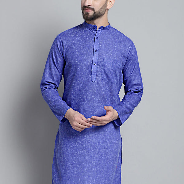 Jompers Men's Solid Pure Cotton Kurta Only - Blue - Distacart